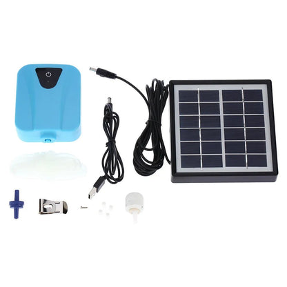 Solar Mini Fountain pump DC Charging Oxygenator Water Oxygen Pump Pond Aerator with 1 Air Stone Aquarium Airpump 2L/min - Checkouts USA