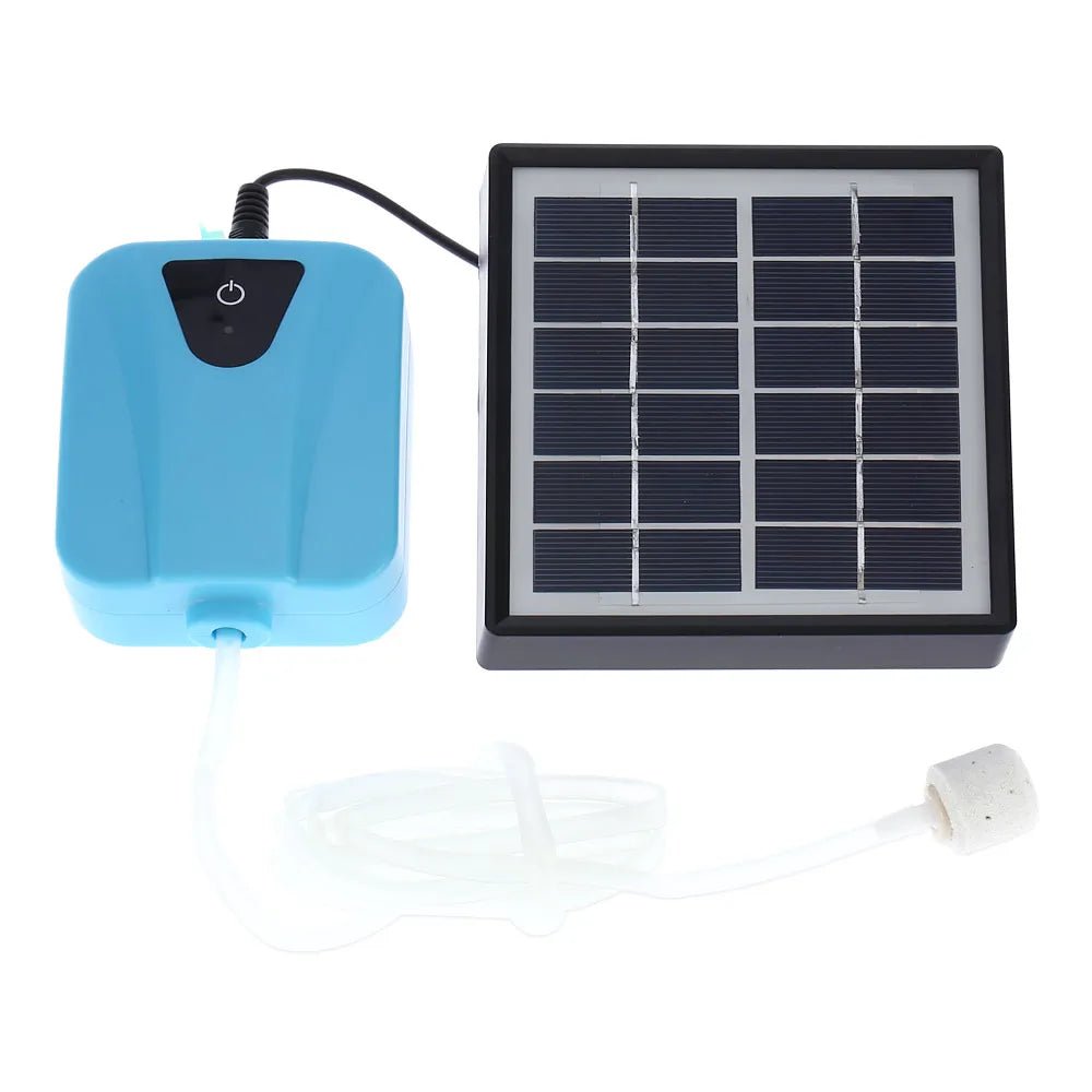 Solar Mini Fountain pump DC Charging Oxygenator Water Oxygen Pump Pond Aerator with 1 Air Stone Aquarium Airpump 2L/min - Checkouts USA