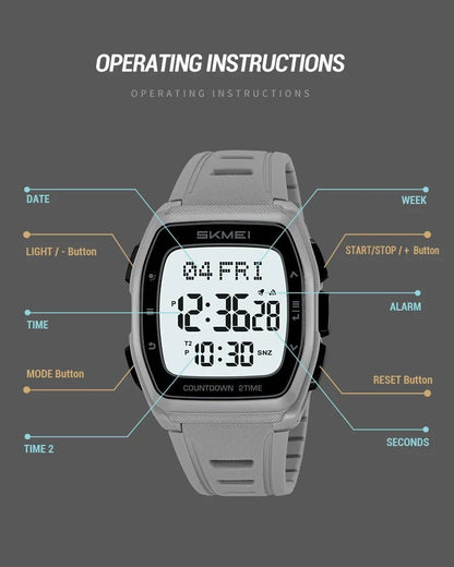 Sport Digital Wristwatch For Men Women Chrono Count Down Timer Watch World Time Waterproof Electronic Watches Reloj Hombre - Checkouts USA