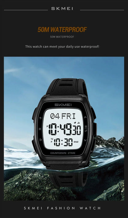 Sport Digital Wristwatch For Men Women Chrono Count Down Timer Watch World Time Waterproof Electronic Watches Reloj Hombre - Checkouts USA