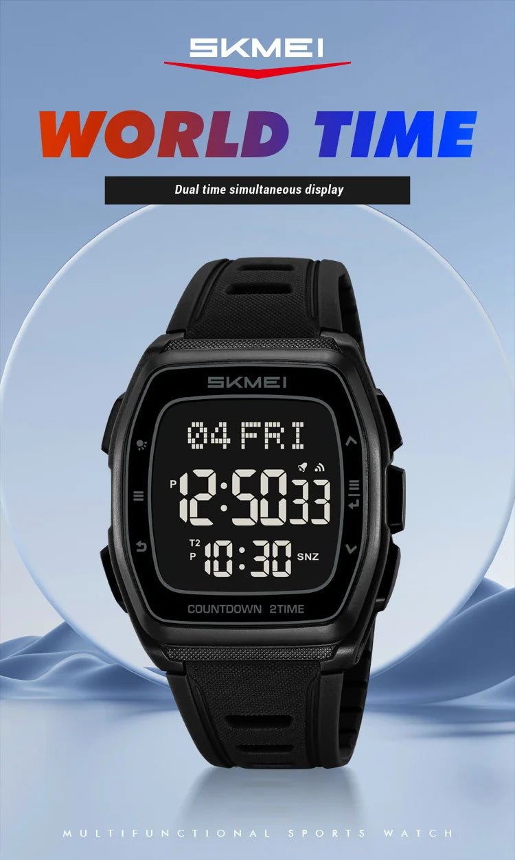 Sport Digital Wristwatch For Men Women Chrono Count Down Timer Watch World Time Waterproof Electronic Watches Reloj Hombre - Checkouts USA