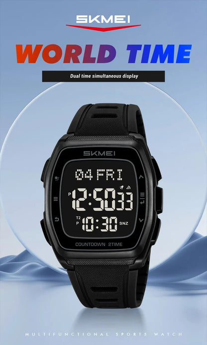 Sport Digital Wristwatch For Men Women Chrono Count Down Timer Watch World Time Waterproof Electronic Watches Reloj Hombre - Checkouts USA
