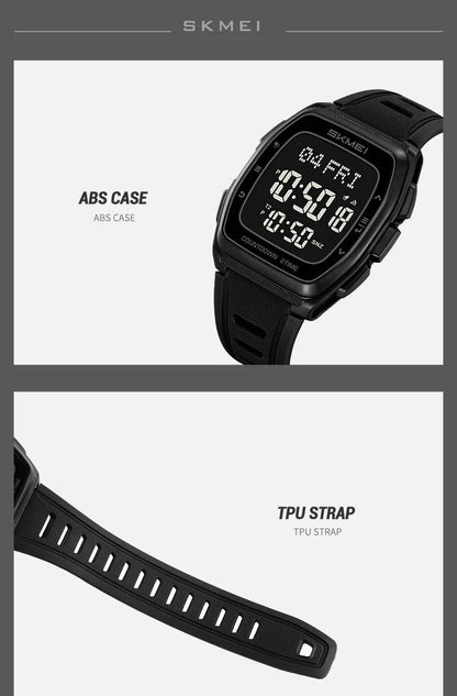 Sport Digital Wristwatch For Men Women Chrono Count Down Timer Watch World Time Waterproof Electronic Watches Reloj Hombre - Checkouts USA