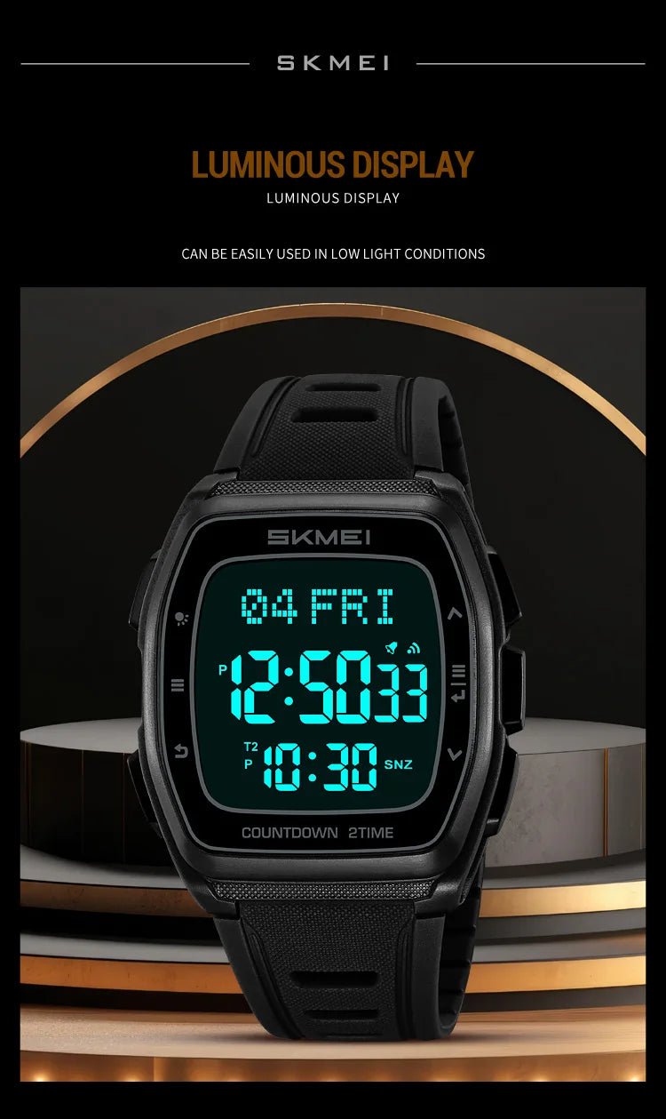 Sport Digital Wristwatch For Men Women Chrono Count Down Timer Watch World Time Waterproof Electronic Watches Reloj Hombre - Checkouts USA