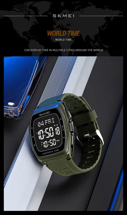 Sport Digital Wristwatch For Men Women Chrono Count Down Timer Watch World Time Waterproof Electronic Watches Reloj Hombre - Checkouts USA