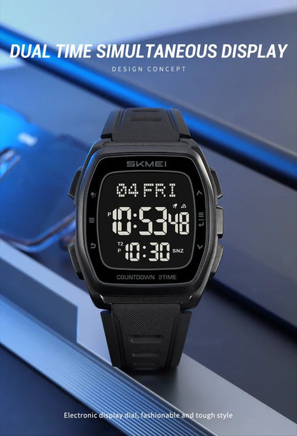Sport Digital Wristwatch For Men Women Chrono Count Down Timer Watch World Time Waterproof Electronic Watches Reloj Hombre - Checkouts USA