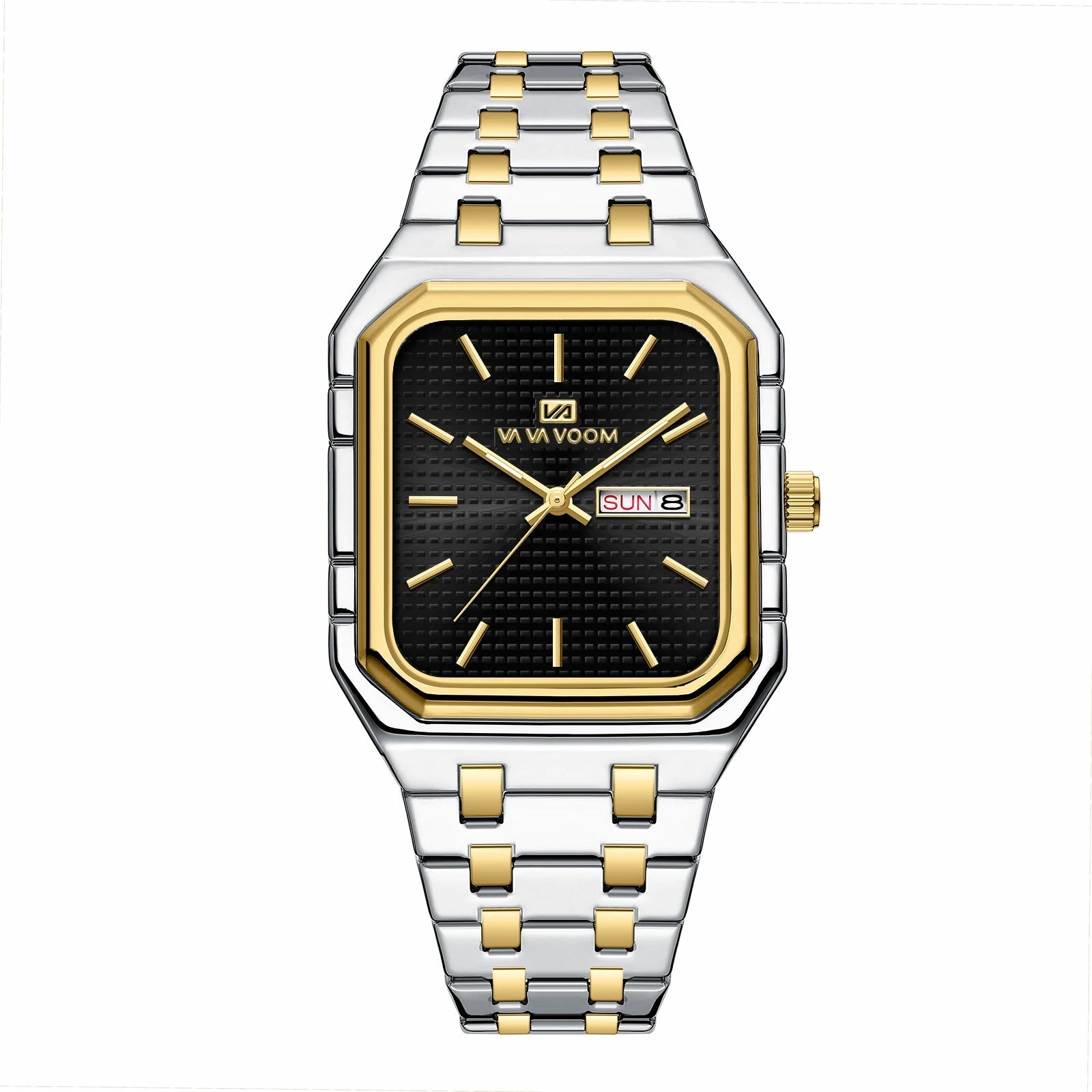 Square Men's Watch With Fashionable Luxurious Business Stainless Steel Strap Blue Gold Original Dual Calendar Quartz Men Watches - Checkouts USA