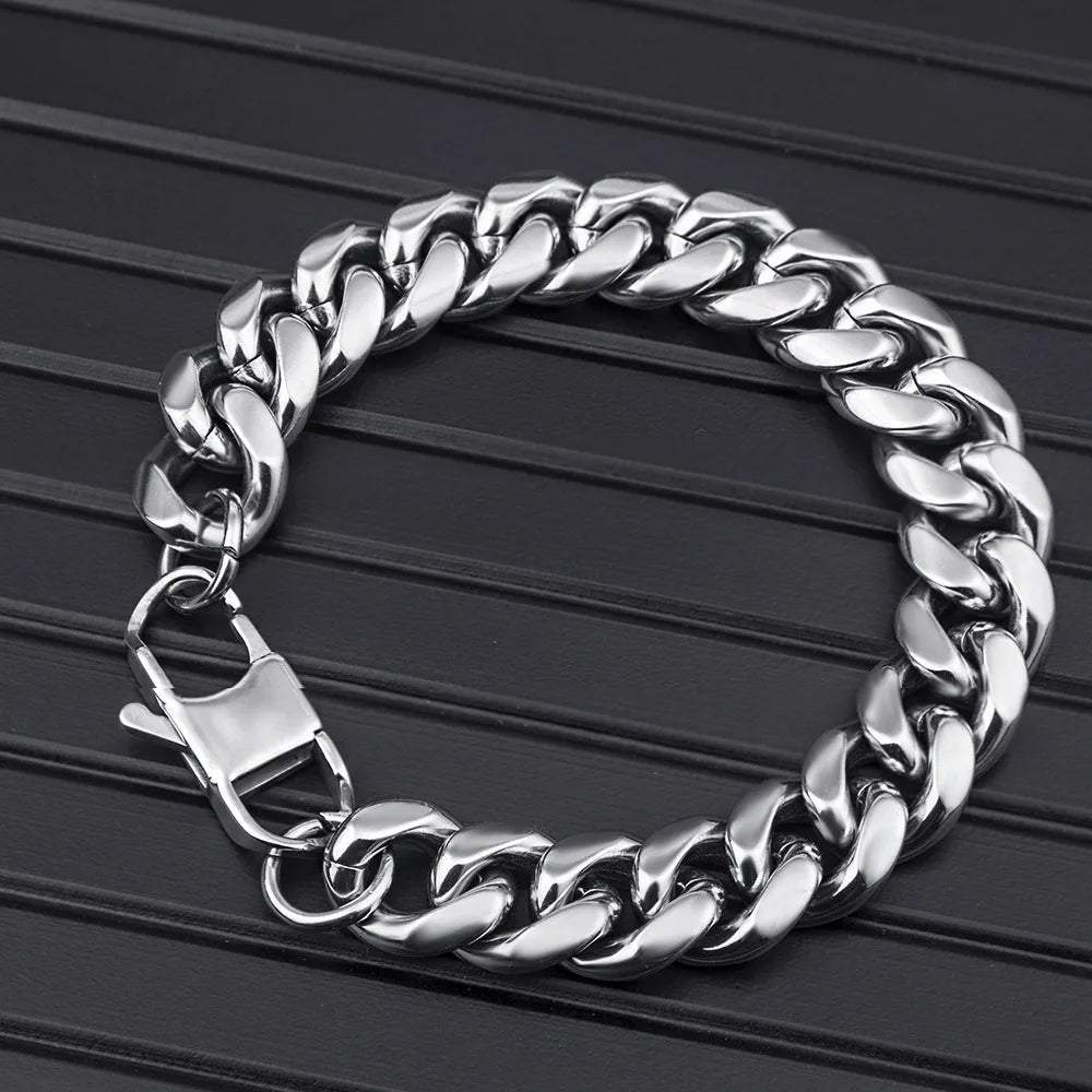 Stainless Steel Cuban Link Chain Necklace For Men Jewelry Male Accessories 8MM - 14MM Thick - Checkouts USA