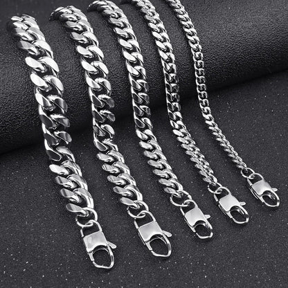 Stainless Steel Cuban Link Chain Necklace For Men Jewelry Male Accessories 8MM - 14MM Thick - Checkouts USA