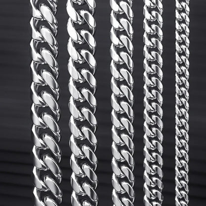Stainless Steel Cuban Link Chain Necklace For Men Jewelry Male Accessories 8MM - 14MM Thick - Checkouts USA