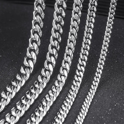 Stainless Steel Cuban Link Chain Necklace For Men Jewelry Male Accessories 8MM - 14MM Thick - Checkouts USA