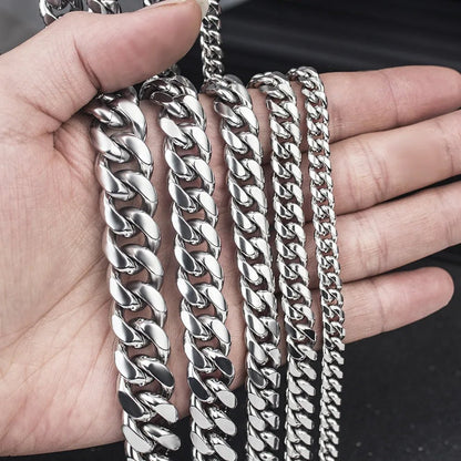 Stainless Steel Cuban Link Chain Necklace For Men Jewelry Male Accessories 8MM - 14MM Thick - Checkouts USA