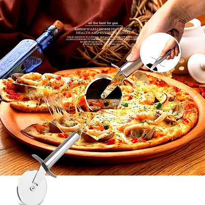 Stainless Steel Kitchen Pizza Cutter Wheel Server Tools Mooncake Shovel Waffle Cookies Dough Slicer Manual Pizza Cutter Wheel - Checkouts UK