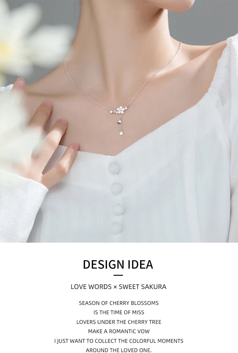 Sterling Silver Twinkling Zircon White Shell Flower Tassel Hearts Fashion Luxury Pendant for Wome Fine Jewelry - Checkouts USA