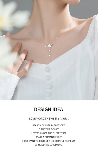 Sterling Silver Twinkling Zircon White Shell Flower Tassel Hearts Fashion Luxury Pendant for Wome Fine Jewelry - Checkouts USA