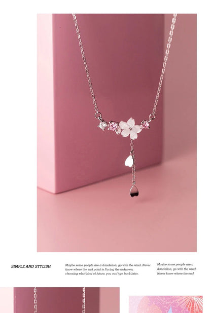 Sterling Silver Twinkling Zircon White Shell Flower Tassel Hearts Fashion Luxury Pendant for Wome Fine Jewelry - Checkouts USA