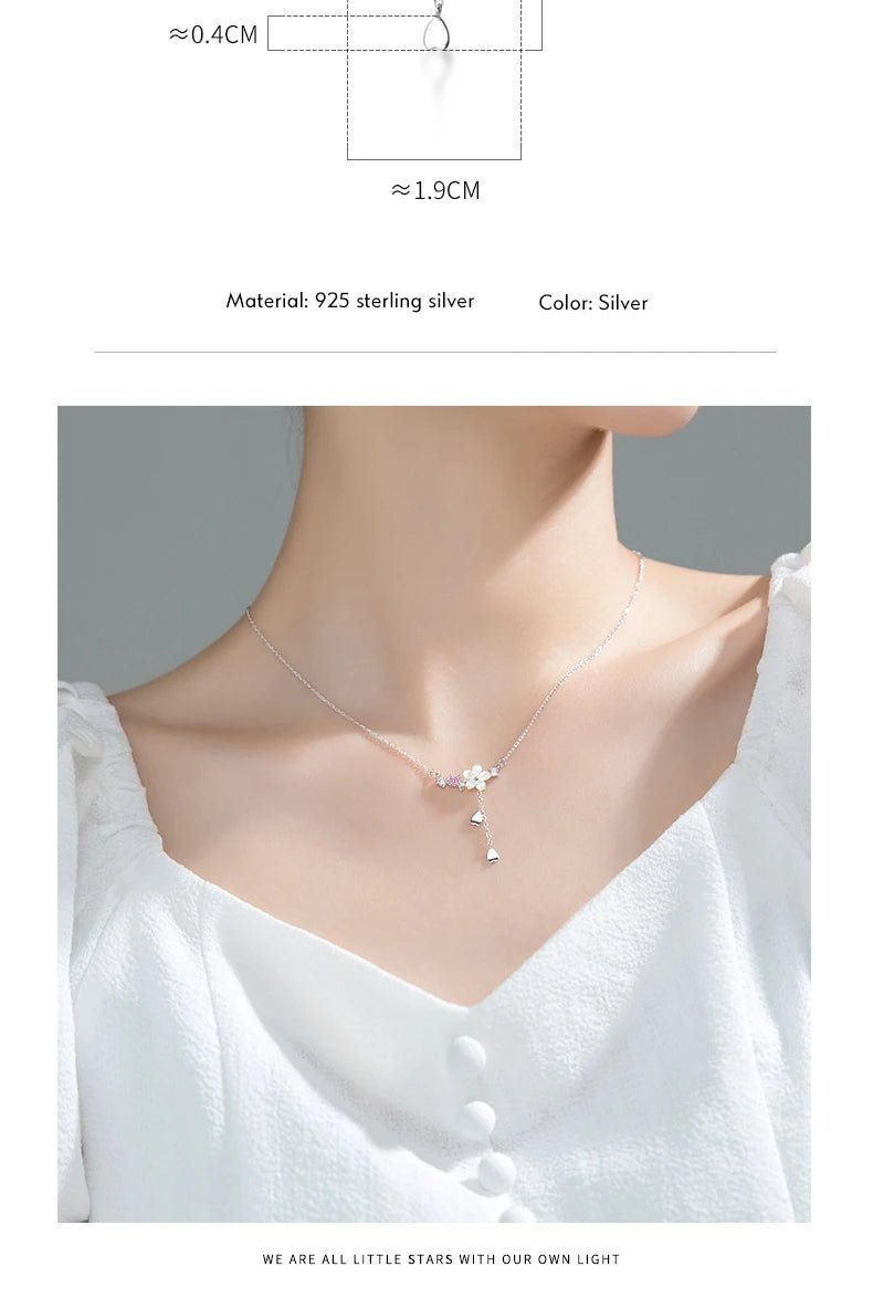 Sterling Silver Twinkling Zircon White Shell Flower Tassel Hearts Fashion Luxury Pendant for Wome Fine Jewelry - Checkouts USA