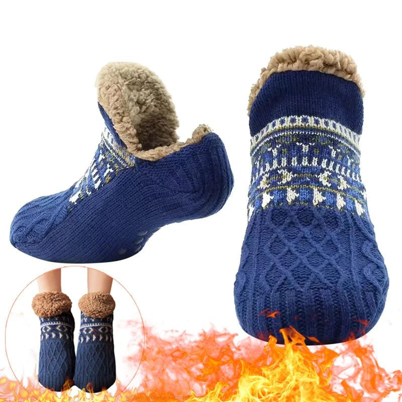 Super Warm Winter Non - slip Floor Socks Women Men Snow Socks Sleep Carpet Socks Slippers Socks Women Velvet Boot Unsiex Home Wear - Checkouts UK
