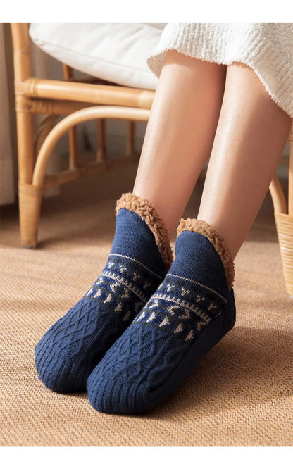 Super Warm Winter Non - slip Floor Socks Women Men Snow Socks Sleep Carpet Socks Slippers Socks Women Velvet Boot Unsiex Home Wear - Checkouts UK