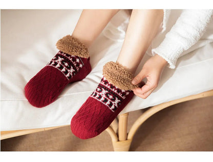 Super Warm Winter Non - slip Floor Socks Women Men Snow Socks Sleep Carpet Socks Slippers Socks Women Velvet Boot Unsiex Home Wear - Checkouts UK