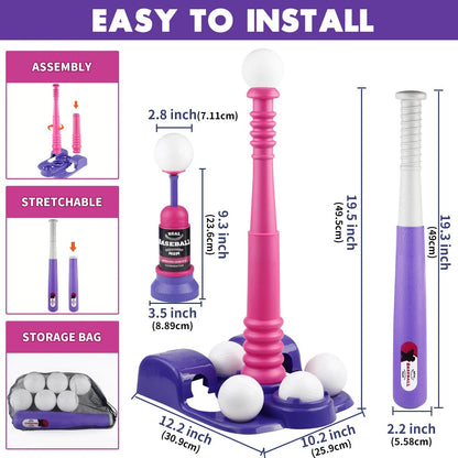 T Ball Set Toys for Kids, Kids Baseball Tee for Boys, Auto Ball Launcher, Indoor Outdoor Outside Sports Tee Ball Set Toys Gifts - Checkouts USA