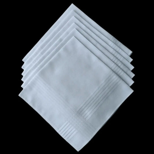 Thin feel Cotton 40cm pure white handkerchief. Business suit napkin restaurant handkerchief 6PCS - Checkouts UK