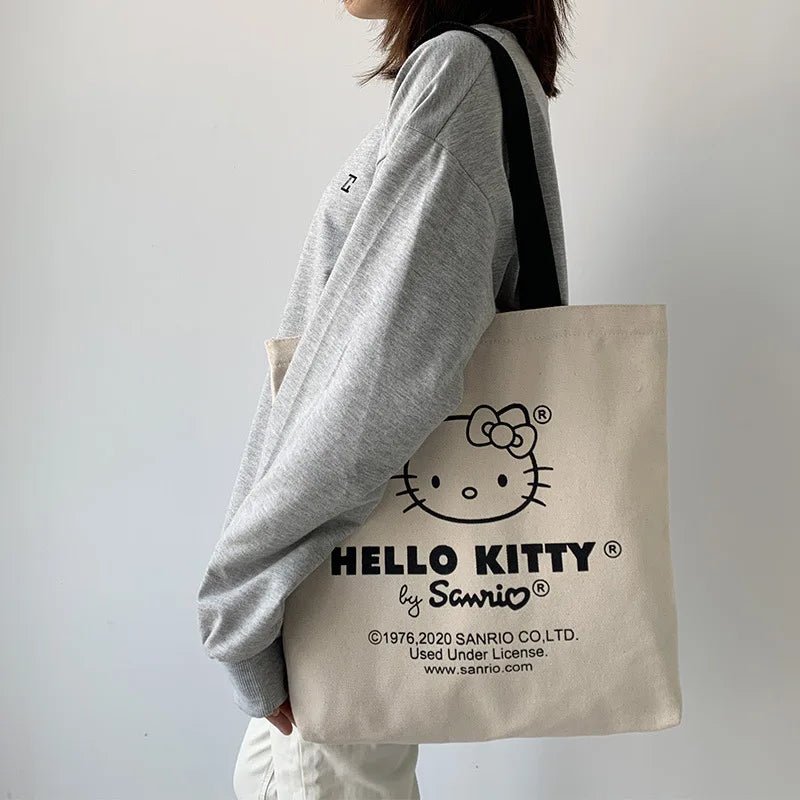 Tote Bag hello kitty Aesthetic Personalized Custom Reusable Grocery Bags Shopping Shoulder Bag cute travel tote bag - Checkouts UK
