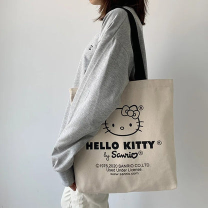 Tote Bag hello kitty Aesthetic Personalized Custom Reusable Grocery Bags Shopping Shoulder Bag cute travel tote bag - Checkouts UK
