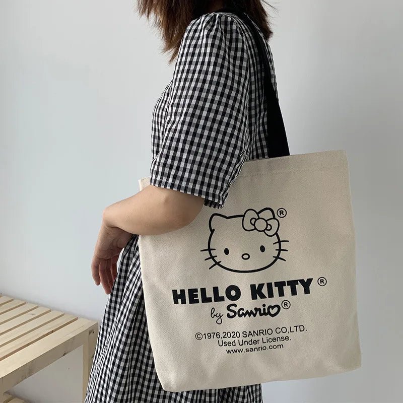 Tote Bag hello kitty Aesthetic Personalized Custom Reusable Grocery Bags Shopping Shoulder Bag cute travel tote bag - Checkouts UK
