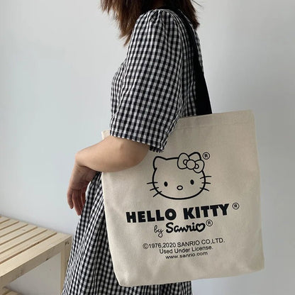 Tote Bag hello kitty Aesthetic Personalized Custom Reusable Grocery Bags Shopping Shoulder Bag cute travel tote bag - Checkouts UK