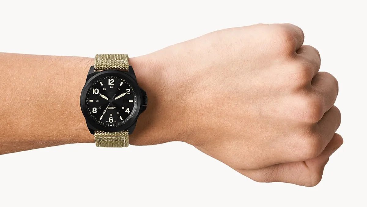 TPW Classic Field Watch Fabric Strap Stitched Leather Band 42mm - Checkouts USA