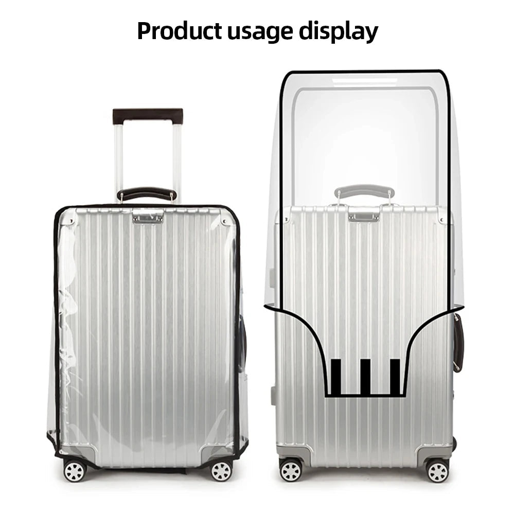 Transparent PVC Luggage Cover for Cross - border Travel, Suitcase Protective Sleeve with Handle, Dustproof Sports Design - Checkouts UK