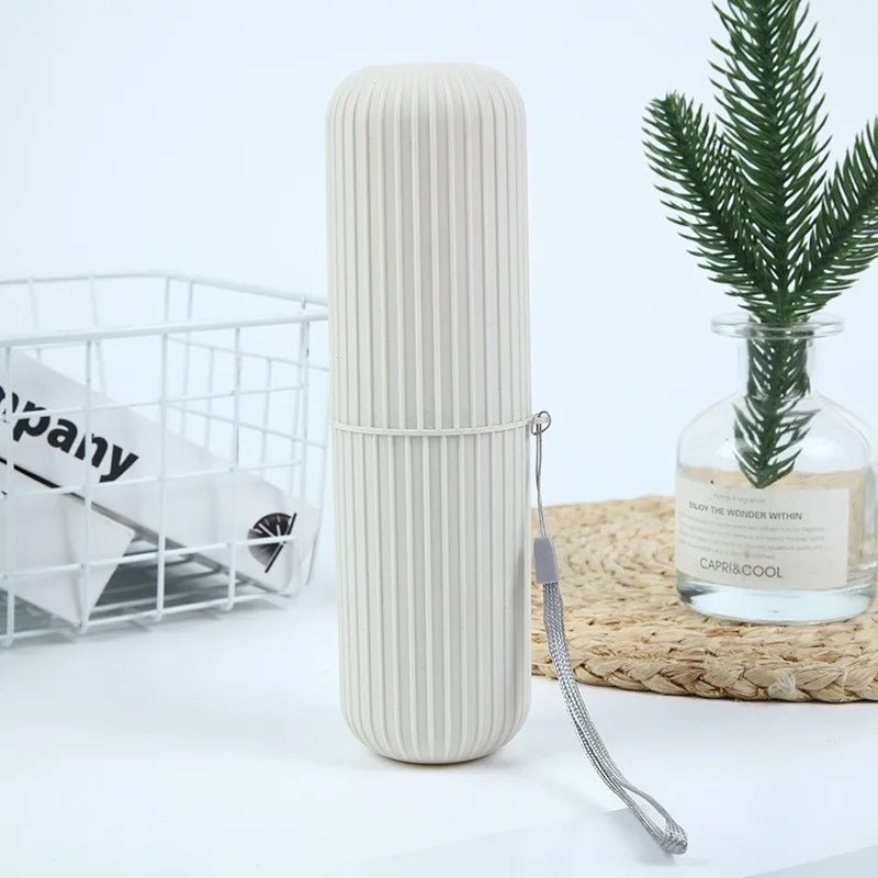 Travel Toothbrush Box Vertical Stripe Portable Mouthwash Cup Brushing Cup Washing Cup Toothware Box Toothpaste Storage Cartridge - Checkouts UK