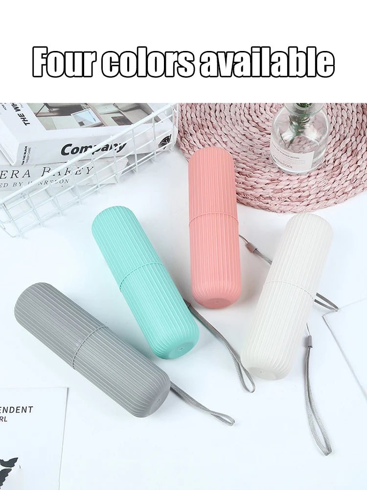 Travel Toothbrush Box Vertical Stripe Portable Mouthwash Cup Brushing Cup Washing Cup Toothware Box Toothpaste Storage Cartridge - Checkouts UK