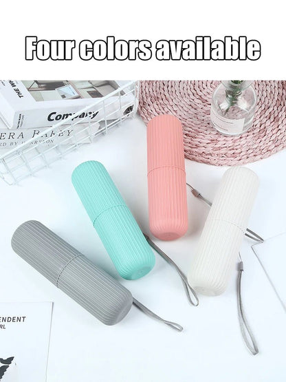 Travel Toothbrush Box Vertical Stripe Portable Mouthwash Cup Brushing Cup Washing Cup Toothware Box Toothpaste Storage Cartridge - Checkouts UK