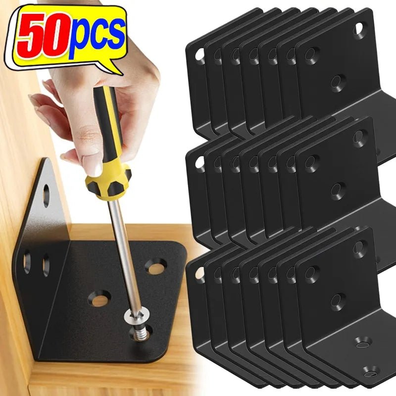 Universal Stainless Steel Corner Brackets 90 Degree Right Angle Fixed Bracket Wood Bedframe Cabinet Furniture Hardware Connector - Checkouts USA