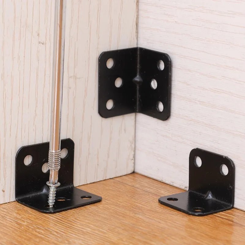 Universal Stainless Steel Corner Brackets 90 Degree Right Angle Fixed Bracket Wood Bedframe Cabinet Furniture Hardware Connector - Checkouts USA