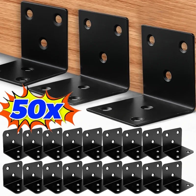 Universal Stainless Steel Corner Brackets 90 Degree Right Angle Fixed Bracket Wood Bedframe Cabinet Furniture Hardware Connector - Checkouts USA