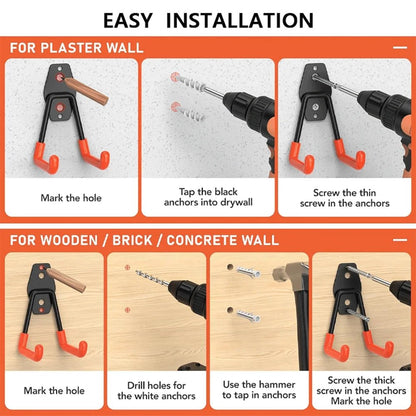 Upgraded 16 Packs Garage Hooks Double Heavy Duty, Garage Storage Hooks, Wall Mount Garage Organization Equipment(Orange) - Checkouts USA