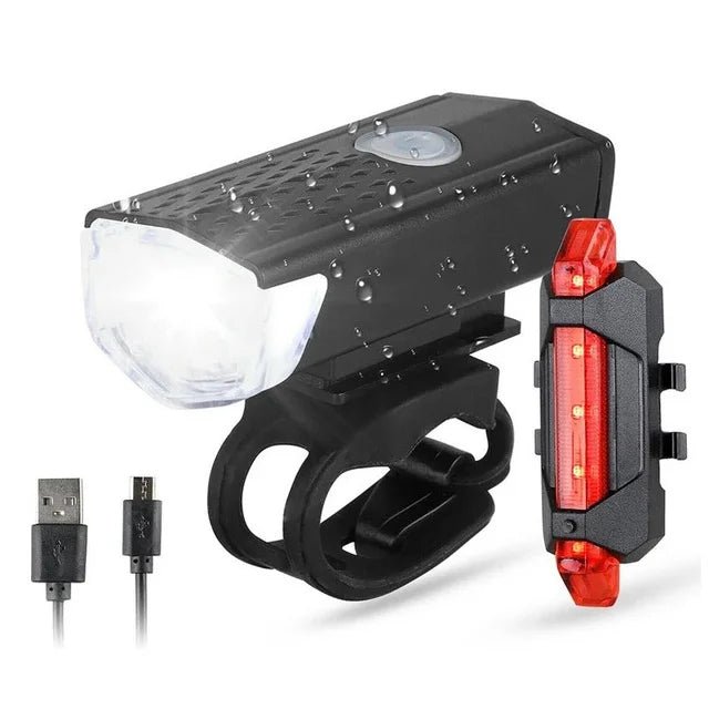 USB Rechargeable Bike Light Set Front Light with Taillight Easy to Install 3 Modes Bicycle Accessories for the Bicycle - Checkouts UK