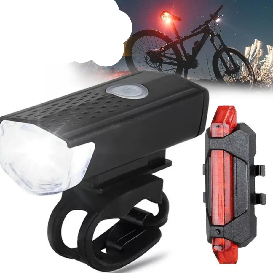 USB Rechargeable Bike Light Set Front Light with Taillight Easy to Install 3 Modes Bicycle Accessories for the Bicycle - Checkouts UK