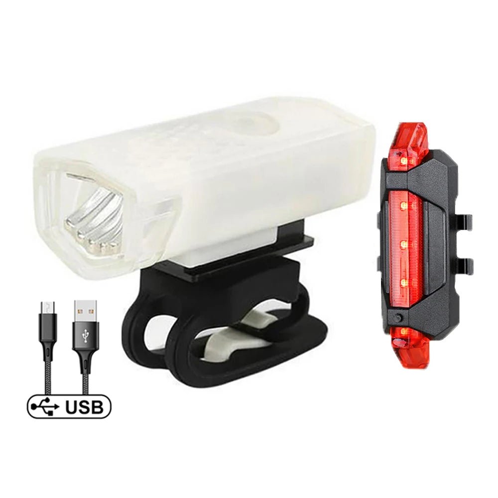 USB Rechargeable Bike Light Set Front Light with Taillight Easy to Install 3 Modes Bicycle Accessories for the Bicycle - Checkouts UK