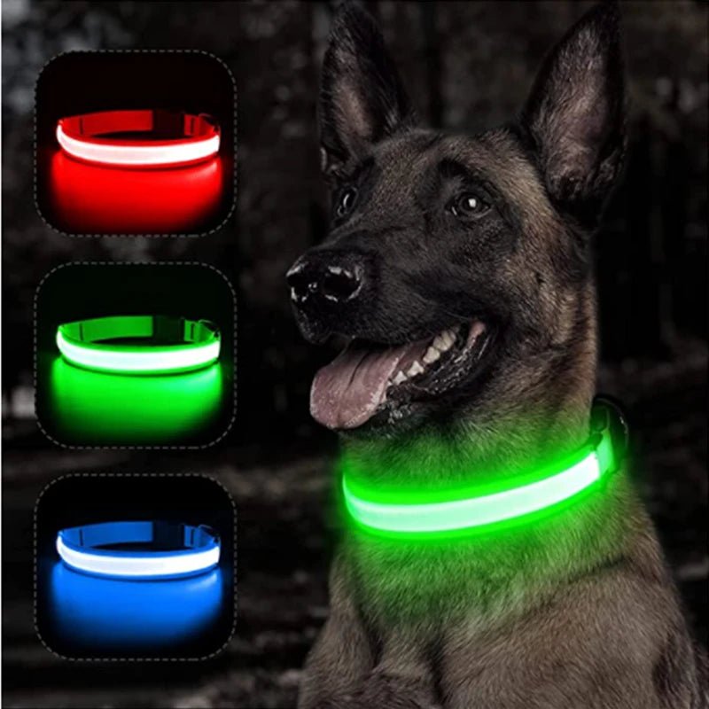 USB Rechargeable Luminous Collar Adjustable Led Glowing Dog Collar for Large Small Dogs Cat Night Light Collar Pet Safety Harnes - Checkouts UK