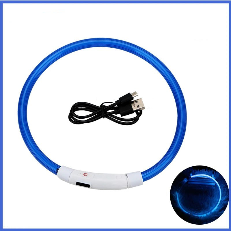 USB Rechargeable Luminous Collar Adjustable Led Glowing Dog Collar for Large Small Dogs Cat Night Light Collar Pet Safety Harnes - Checkouts UK