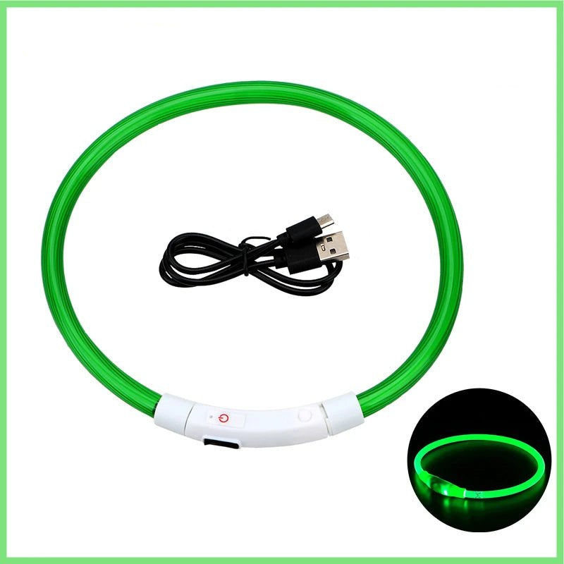 USB Rechargeable Luminous Collar Adjustable Led Glowing Dog Collar for Large Small Dogs Cat Night Light Collar Pet Safety Harnes - Checkouts UK