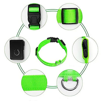 USB Rechargeable Luminous Collar Adjustable Led Glowing Dog Collar for Large Small Dogs Cat Night Light Collar Pet Safety Harnes - Checkouts UK