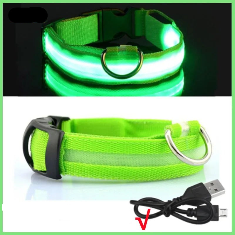 USB Rechargeable Luminous Collar Adjustable Led Glowing Dog Collar for Large Small Dogs Cat Night Light Collar Pet Safety Harnes - Checkouts UK