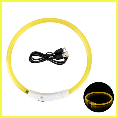 USB Rechargeable Luminous Collar Adjustable Led Glowing Dog Collar for Large Small Dogs Cat Night Light Collar Pet Safety Harnes - Checkouts UK