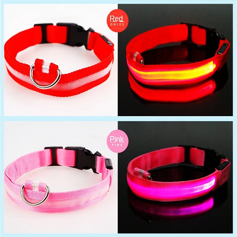 USB Rechargeable Luminous Collar Adjustable Led Glowing Dog Collar for Large Small Dogs Cat Night Light Collar Pet Safety Harnes - Checkouts UK