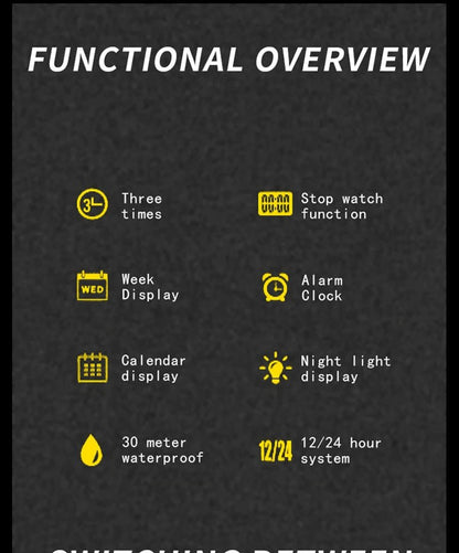 UTHAI H37 Fashion Square Double Screen Digital Watch for Men Light Luxury Leisure Sports Waterproof Men's Quartz Watch - Checkouts USA